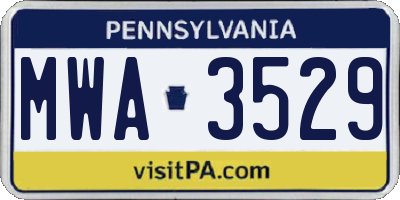 PA license plate MWA3529