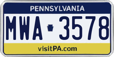 PA license plate MWA3578