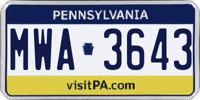 PA license plate MWA3643