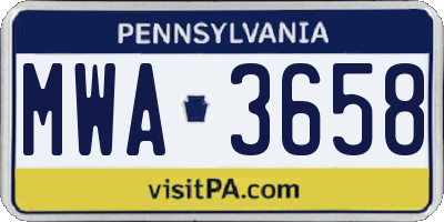 PA license plate MWA3658