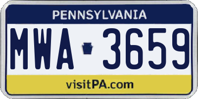PA license plate MWA3659