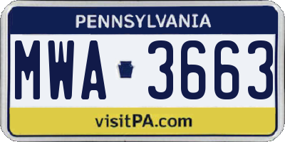 PA license plate MWA3663