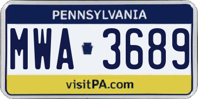 PA license plate MWA3689