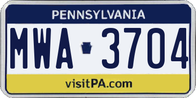 PA license plate MWA3704