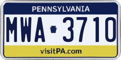 PA license plate MWA3710