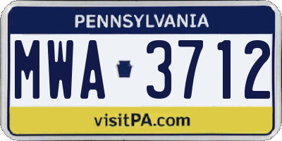 PA license plate MWA3712