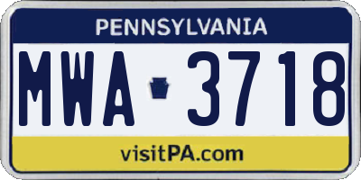 PA license plate MWA3718