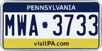 PA license plate MWA3733