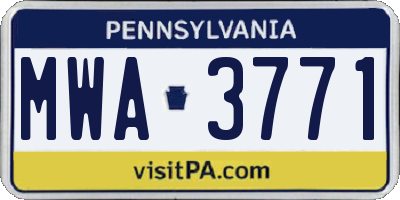 PA license plate MWA3771