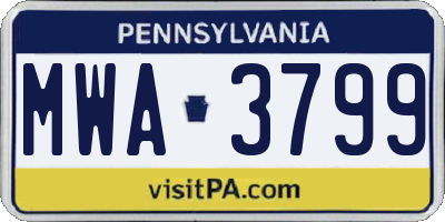 PA license plate MWA3799