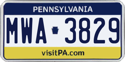 PA license plate MWA3829