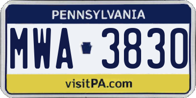 PA license plate MWA3830