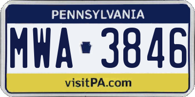 PA license plate MWA3846