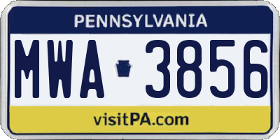 PA license plate MWA3856