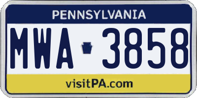 PA license plate MWA3858