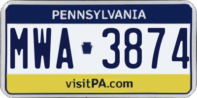 PA license plate MWA3874