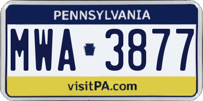 PA license plate MWA3877