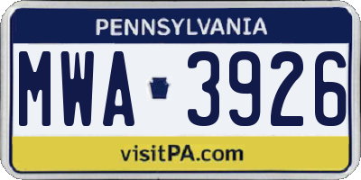 PA license plate MWA3926