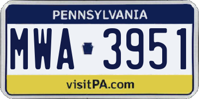 PA license plate MWA3951