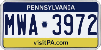 PA license plate MWA3972