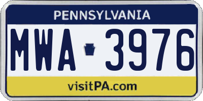 PA license plate MWA3976