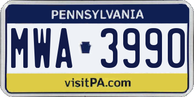 PA license plate MWA3990