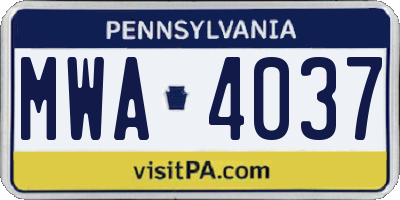 PA license plate MWA4037