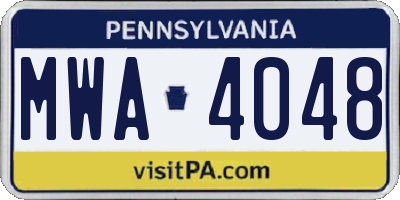 PA license plate MWA4048