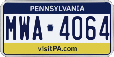 PA license plate MWA4064