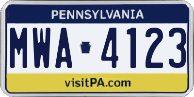 PA license plate MWA4123