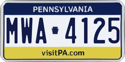 PA license plate MWA4125