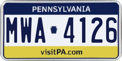 PA license plate MWA4126