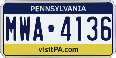 PA license plate MWA4136