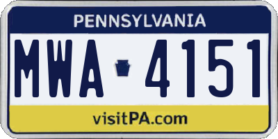 PA license plate MWA4151