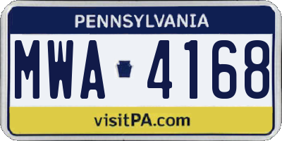 PA license plate MWA4168