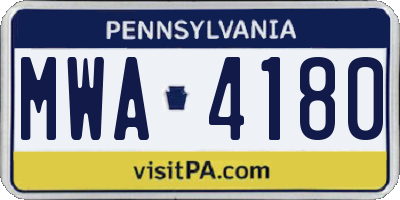 PA license plate MWA4180