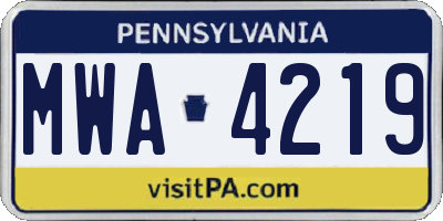 PA license plate MWA4219
