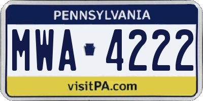 PA license plate MWA4222