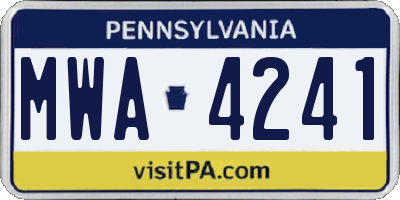 PA license plate MWA4241