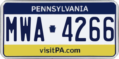 PA license plate MWA4266