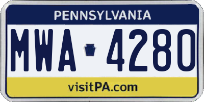 PA license plate MWA4280