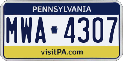 PA license plate MWA4307