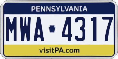 PA license plate MWA4317