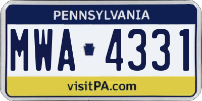 PA license plate MWA4331