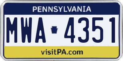 PA license plate MWA4351