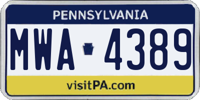PA license plate MWA4389