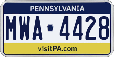 PA license plate MWA4428