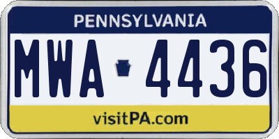PA license plate MWA4436