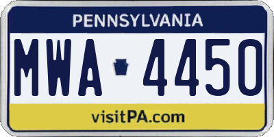 PA license plate MWA4450