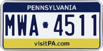 PA license plate MWA4511